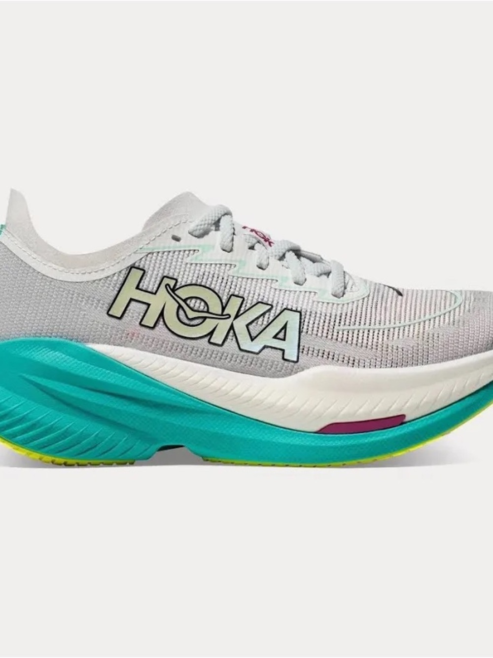 HOKA Mach X2 Frost/Electric
Aqua Running Shoes White 9.5
Women's